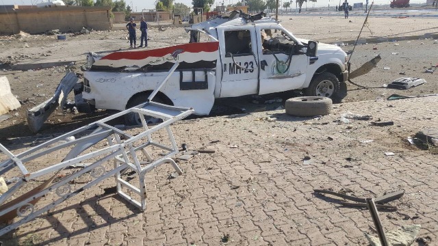 Suicide car bomb targets election warehouse in Kirkuk, injures 20 security members. (Photo: Social Media)